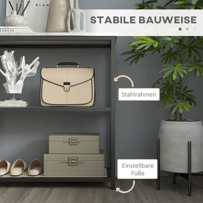 Console Table, Entryway Table with 3 Shelves, 100 x 30 x 80 cm, Side Table, Small Display Table for Small Space, Entryway, Hallway, Living Room, Bedroom, White