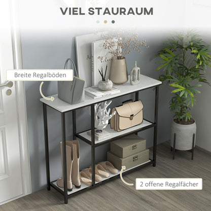 Console Table, Entryway Table with 3 Shelves, 100 x 30 x 80 cm, Side Table, Small Display Table for Small Space, Entryway, Hallway, Living Room, Bedroom, White