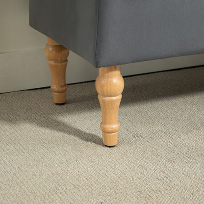 Storage Ottoman Bench 2 in 1 Velvet Storage Bench Medieval Style with Tufted Hinged Lid and Rubberwood Legs for Hallway, Living Room, Bedroom, 102 x 38 x 41 cm, Grey