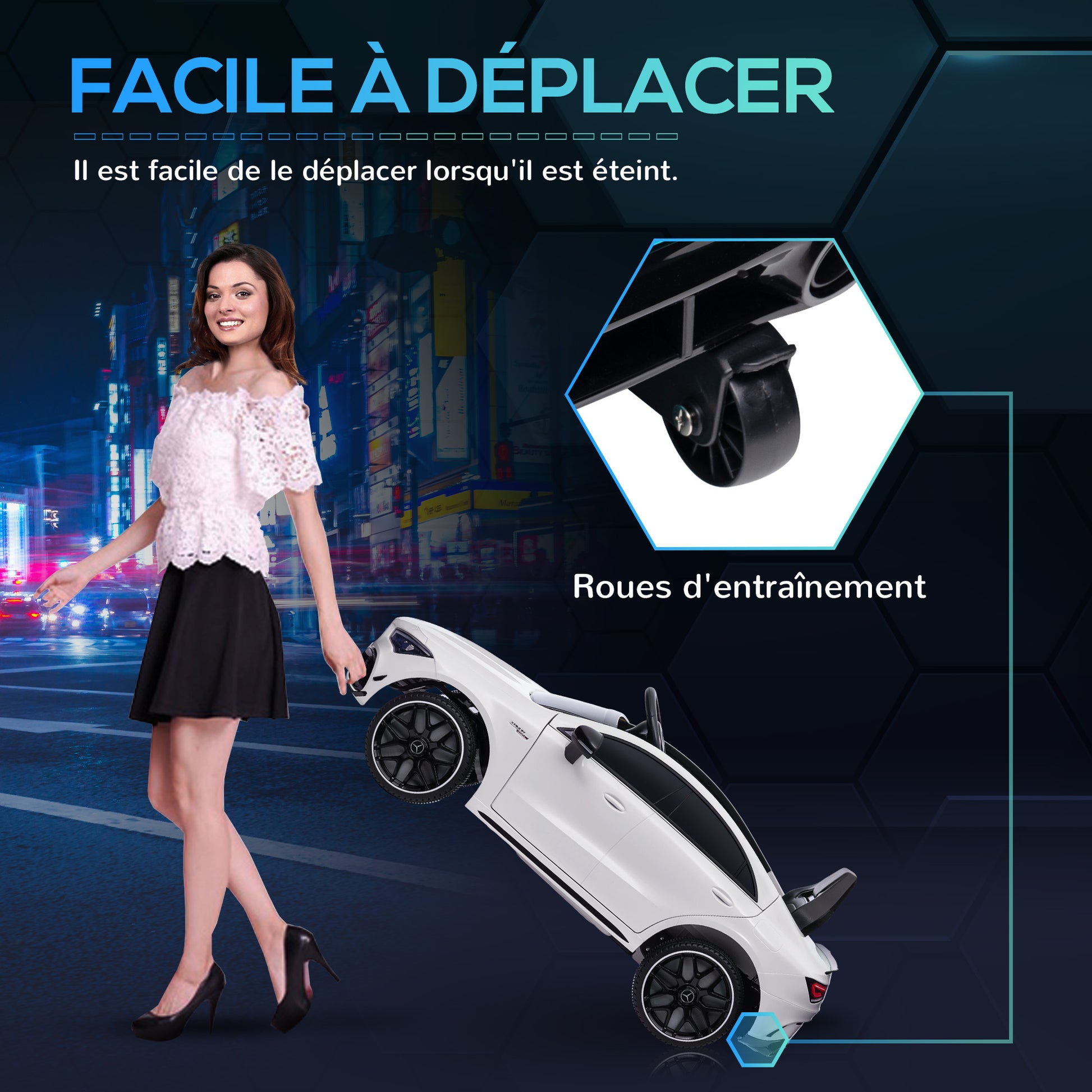 Electric Car for Kids Mercedes-benz AMG CLA 45 12V Battery Powered 2 Motors Electric Vehicle for Children 3-6 years old - 2.4G Remote Control Speed 3-5 km/h LED Headlights and Sound Effects White