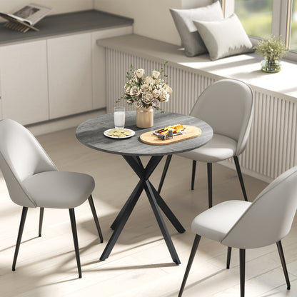 Round Dining Table, 31.5 in Diameter, Industrial-Style Steel X-Legs, Kitchen/Dining/Home Office, Gray
