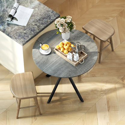 Round Dining Table, 31.5 in Diameter, Industrial-Style Steel X-Legs, Kitchen/Dining/Home Office, Gray