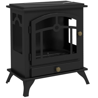 Freestanding Bioethanol Fireplace Stove with 1.2 L Stainless Steel Burner Extinguishing Lamp 3H Combustion Time for Indoors 20-25 m² 45x28x54 cm Black