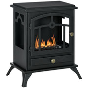 Freestanding Bioethanol Fireplace Stove with 1.2 L Stainless Steel Burner Extinguishing Lamp 3H Combustion Time for Indoors 20-25 m² 45x28x54 cm Black