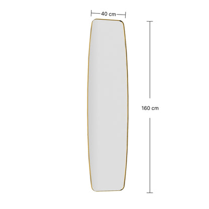 Wall Mirror 63 x 15.7 in (160 x 40 cm) Metal Frame — Decorative Full-Length Hanging Mirror for Hallway, Bedroom & Living Room, Gold