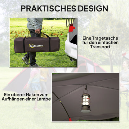 Tunnel Tent for 4-6 People, with 3 Rooms, Light Hook, Group Tent with Double Doors, 3000mm Water Resistant Family Tent, for Garden, Campsite, Grey