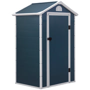 Plastic Tool Shed 1.9m² 134x104x204cm Equipment Shed with Gable Roof Door Weatherproof Garden Shed Outdoor Garden Shed Cabinet for Backyard Outdoor Area Dark Gray