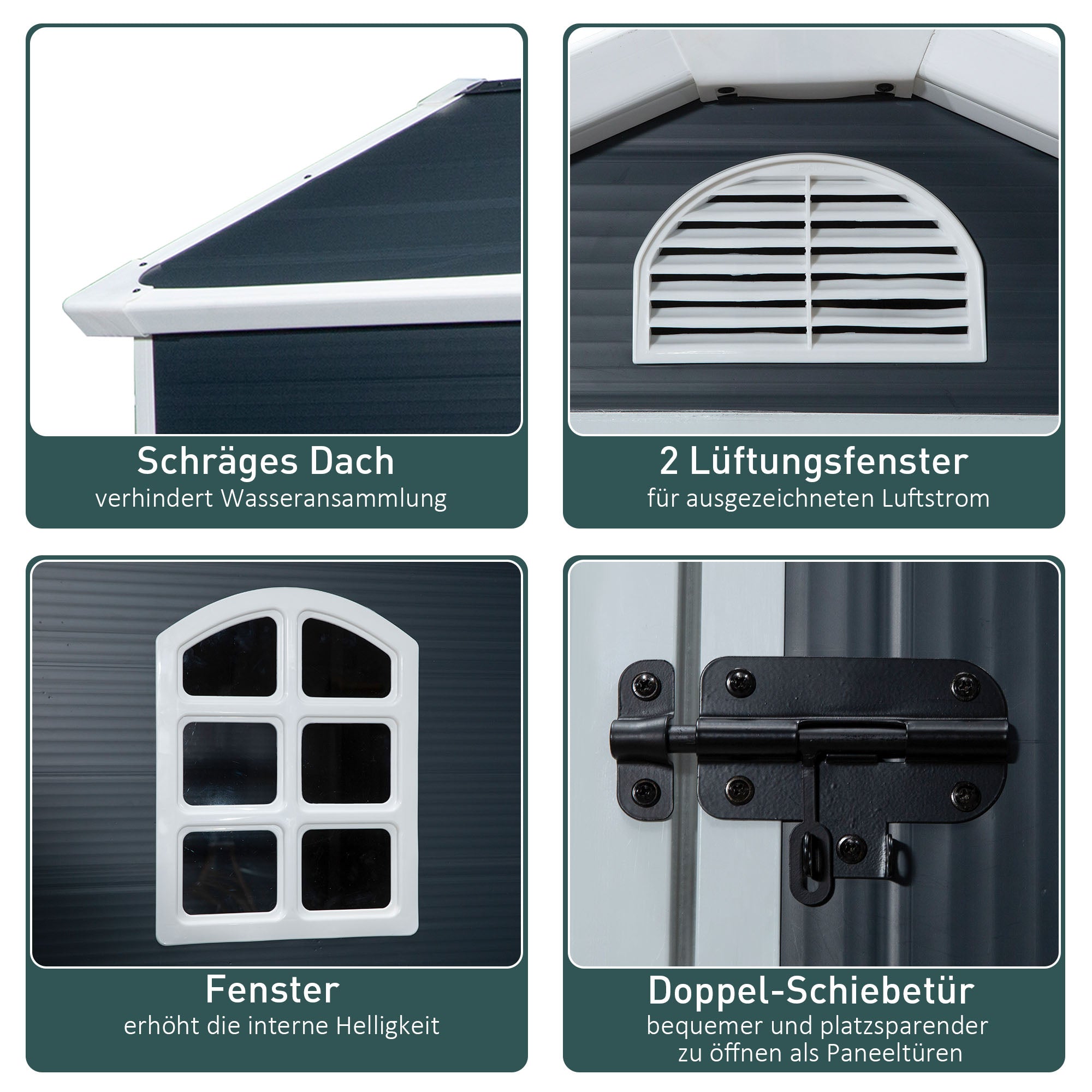 Plastic Tool Shed 1.9m² 134x104x204cm Equipment Shed with Gable Roof Door Weatherproof Garden Shed Outdoor Garden Shed Cabinet for Backyard Outdoor Area Dark Gray