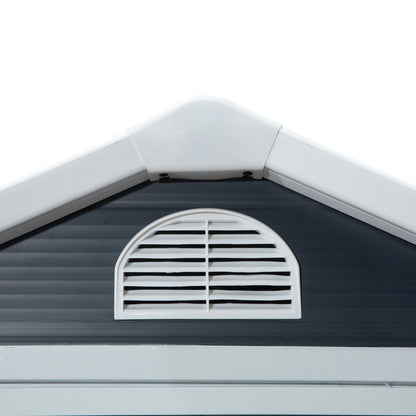 Plastic Tool Shed 1.9m² 134x104x204cm Equipment Shed with Gable Roof Door Weatherproof Garden Shed Outdoor Garden Shed Cabinet for Backyard Outdoor Area Dark Gray