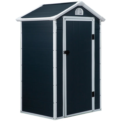 Plastic Tool Shed 1.9m² 134x104x204cm Equipment Shed with Gable Roof Door Weatherproof Garden Shed Outdoor Garden Shed Cabinet for Backyard Outdoor Area Dark Gray