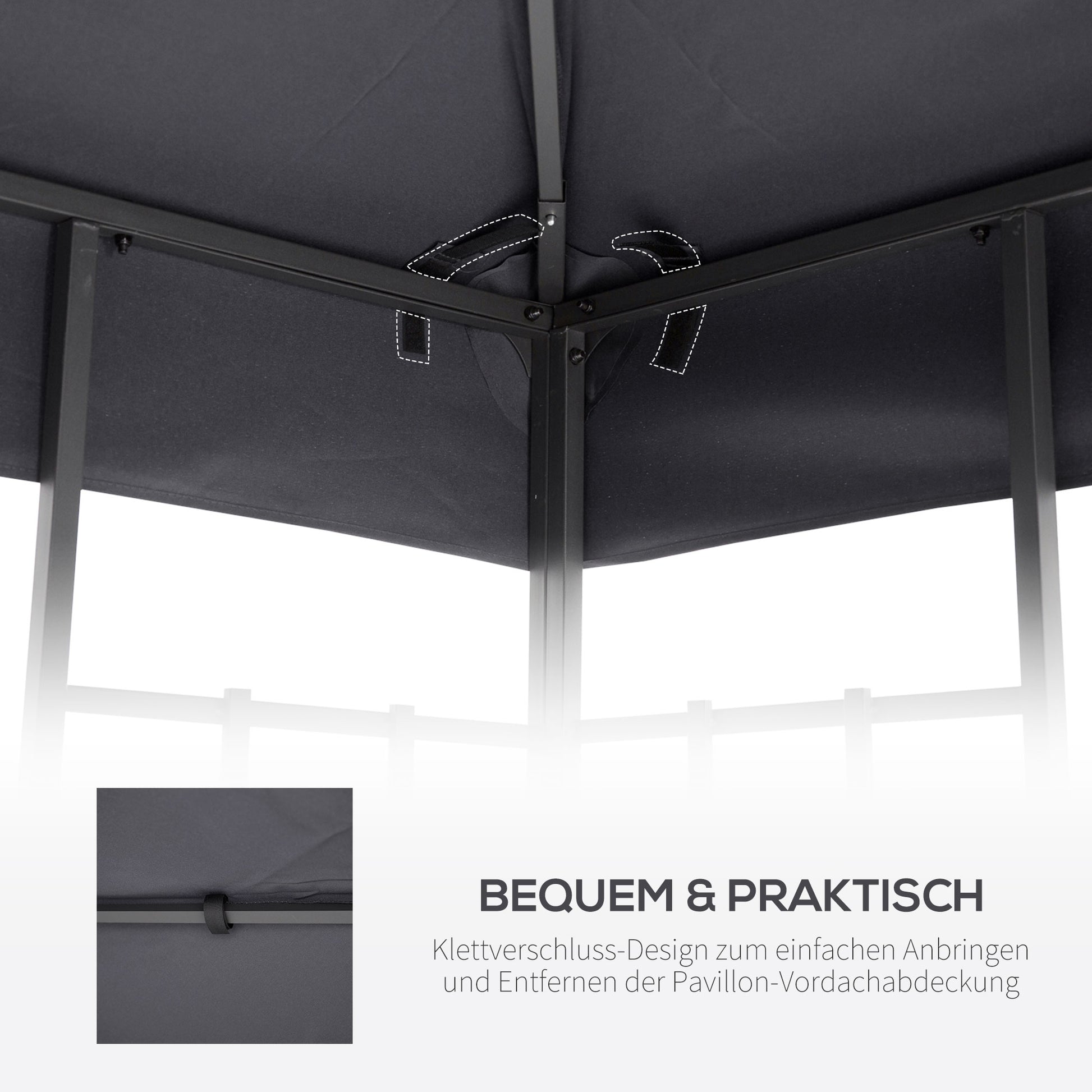 Replacement Roof for Pavilion 3x3m Water-Resistant Pavilion Roof for Metal Pavilion Pavilion Replacement Roof Garden Pavilion Party Tent Gazebo Polyester Dark Grey