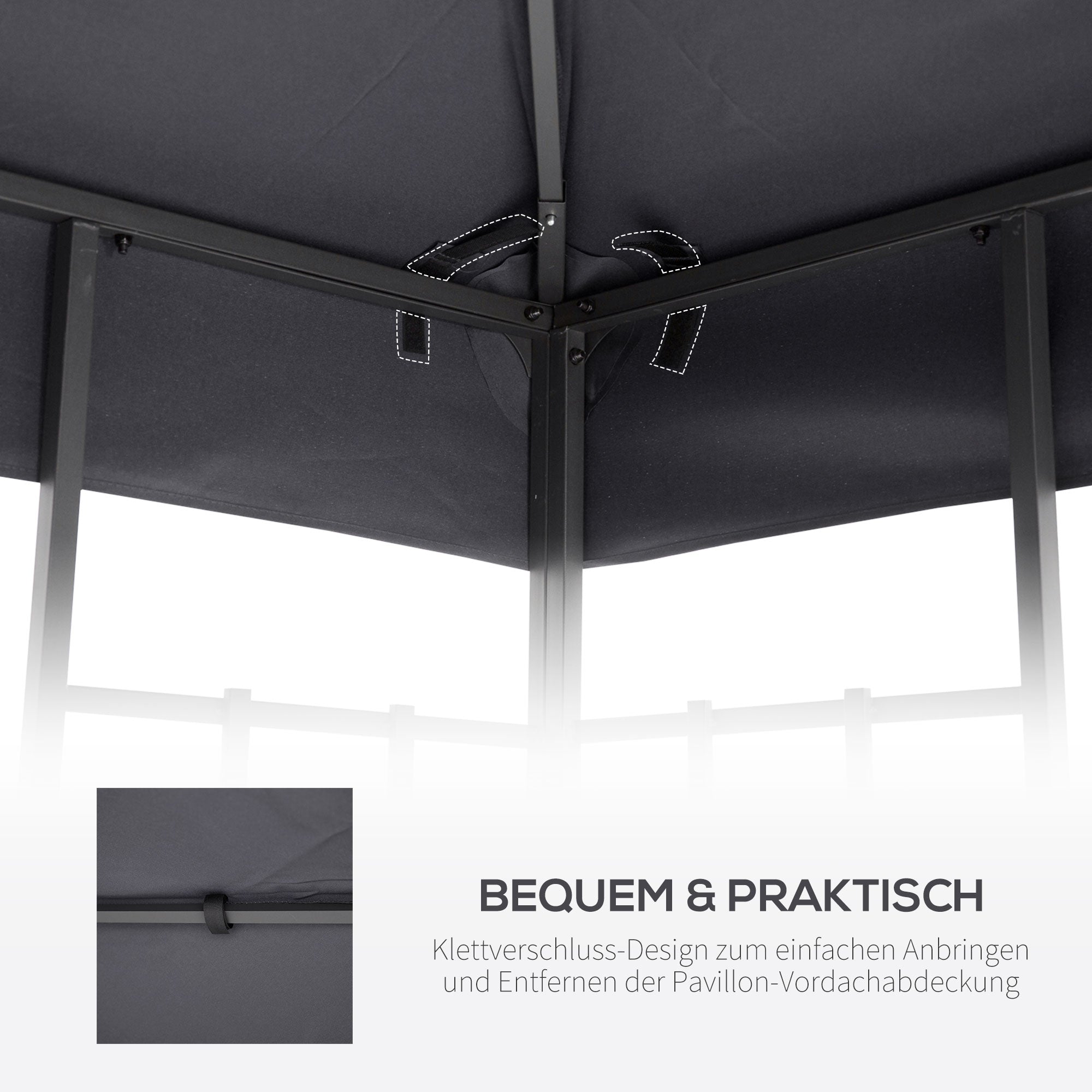 Replacement Roof for Pavilion 3x3m Water-Resistant Pavilion Roof for Metal Pavilion Pavilion Replacement Roof Garden Pavilion Party Tent Gazebo Polyester Dark Grey