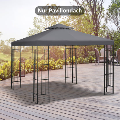 Replacement Roof for Pavilion 3x3m Water-Resistant Pavilion Roof for Metal Pavilion Pavilion Replacement Roof Garden Pavilion Party Tent Gazebo Polyester Dark Grey