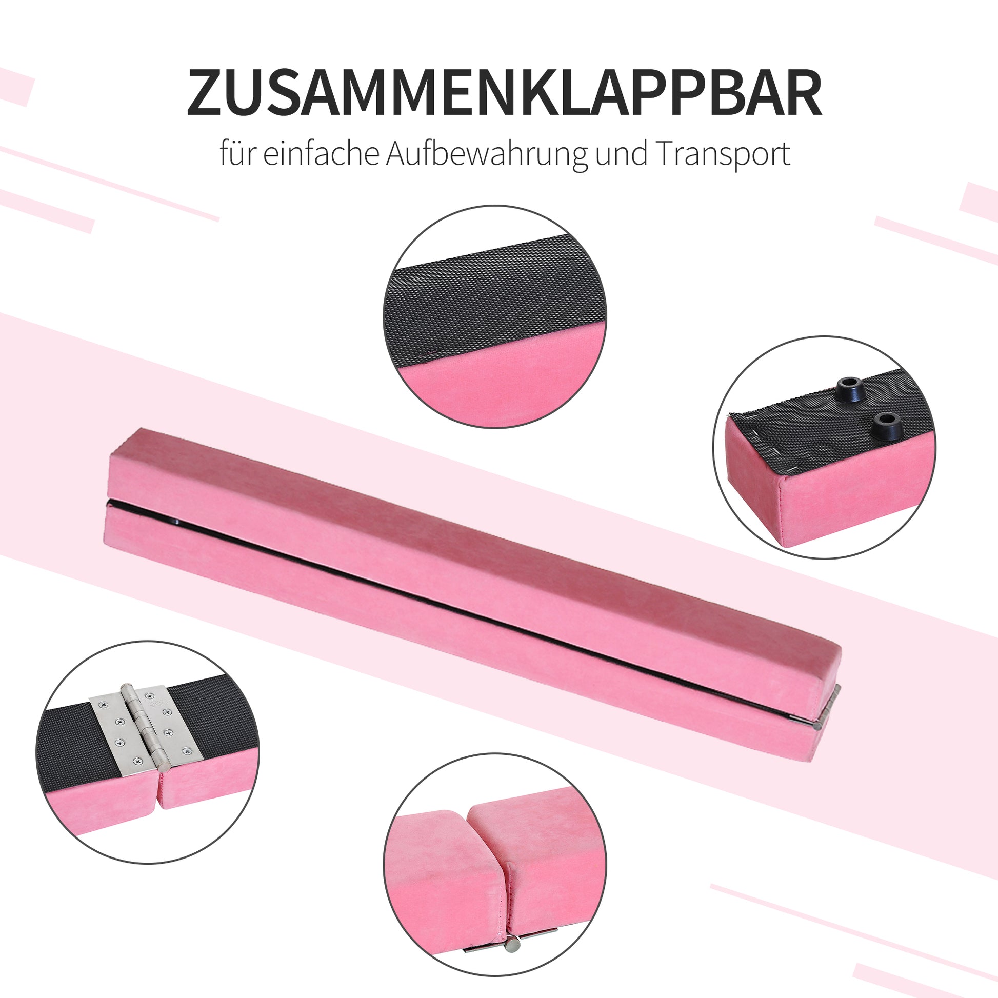 210cm Foldable Gymnastics Balance Beam for Kids and Adults, Beam Gymnastics Gymnastics Equipment Balance Beam for Home Fitness Training Gymnastics, Pink