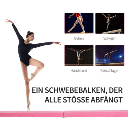 210cm Foldable Gymnastics Balance Beam for Kids and Adults, Beam Gymnastics Gymnastics Equipment Balance Beam for Home Fitness Training Gymnastics, Pink