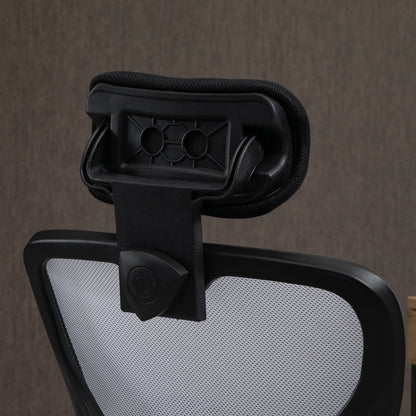 Mesh Office Chair with Adjustable Height Reclining Function Adjustable Headrest and Lumbar Support 62x67x108-118 cm White