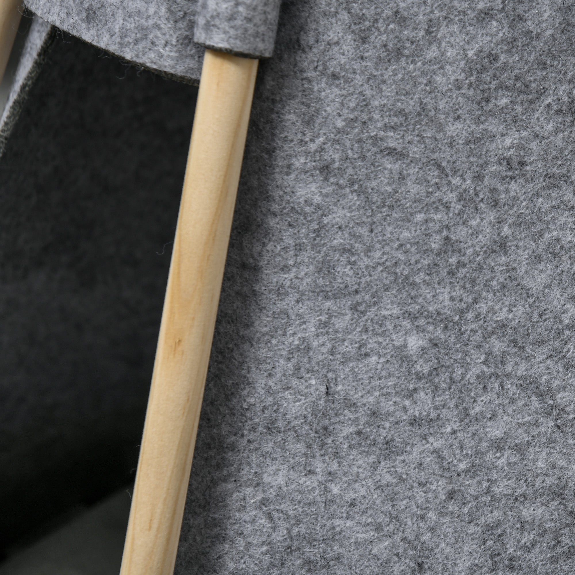 Pet Teepee Tent - Gray teepee for cats or small dogs - thick cushion for maximum comfort 2 pompoms included - pine wood structure felt plush gray