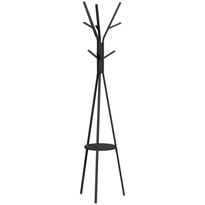 Tree Shape Coat Rack Metal Clothes Rack with 9 Hooks and Shelf Vintage Coat Rack for Bedroom Living Room 45x45x180 cm Black