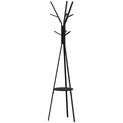 Tree Shape Coat Rack Metal Clothes Rack with 9 Hooks and Shelf Vintage Coat Rack for Bedroom Living Room 45x45x180 cm Black