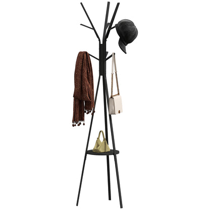 Tree Shape Coat Rack Metal Clothes Rack with 9 Hooks and Shelf Vintage Coat Rack for Bedroom Living Room 45x45x180 cm Black