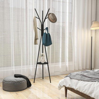 Tree Shape Coat Rack Metal Clothes Rack with 9 Hooks and Shelf Vintage Coat Rack for Bedroom Living Room 45x45x180 cm Black