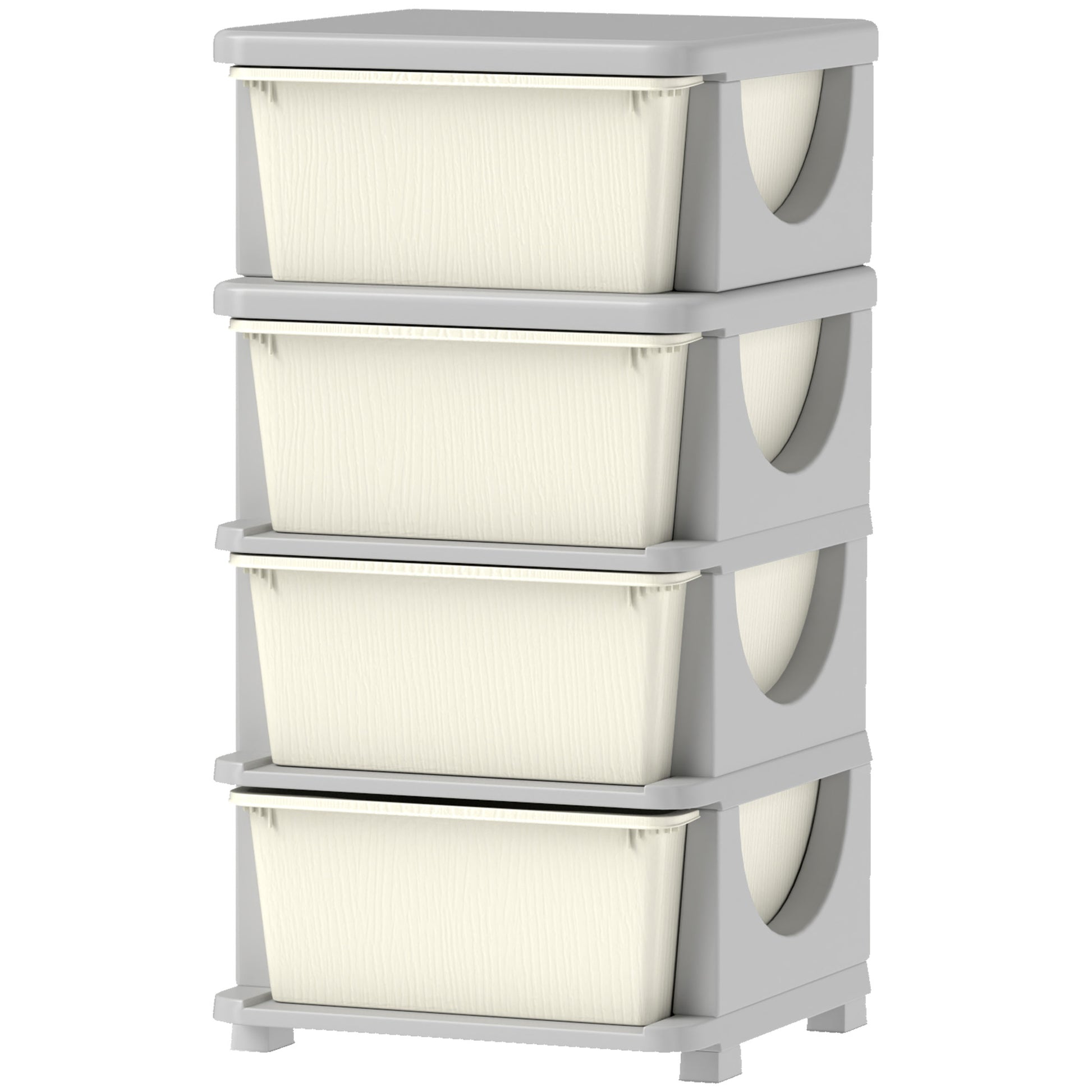 Drawer Cabinet for Kids with Storage Space Storage Boxes Toy Organizer Toy Box Four Levels for Children's Room 3-6 Years Children's Furniture Cream White 37 x 37 x 76 cm