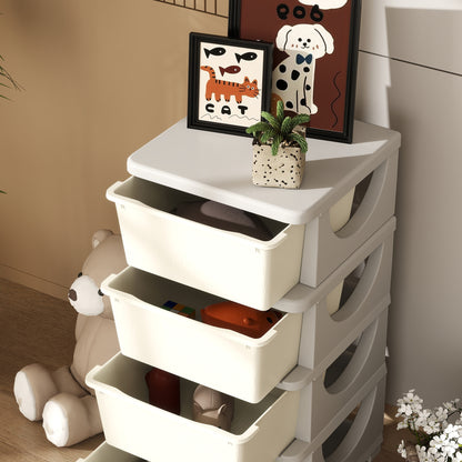 Drawer Cabinet for Kids with Storage Space Storage Boxes Toy Organizer Toy Box Four Levels for Children's Room 3-6 Years Children's Furniture Cream White 37 x 37 x 76 cm