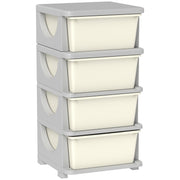 Drawer Cabinet for Kids with Storage Space Storage Boxes Toy Organizer Toy Box Four Levels for Children's Room 3-6 Years Children's Furniture Cream White 37 x 37 x 76 cm