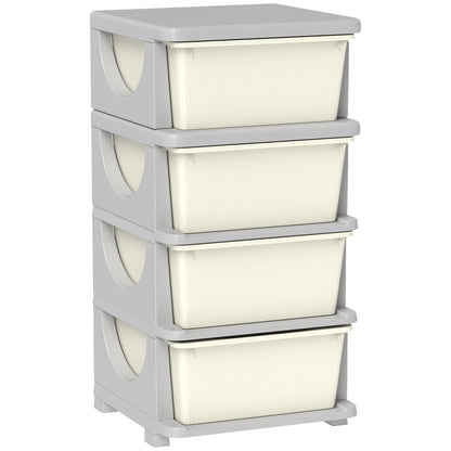 Drawer Cabinet for Kids with Storage Space Storage Boxes Toy Organizer Toy Box Four Levels for Children's Room 3-6 Years Children's Furniture Cream White 37 x 37 x 76 cm