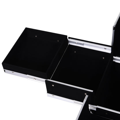 Professional Makeup Case with Drawer, Makeup Case with Wheels for Travel Work 13.4x9.8x24.4 inches Black