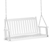 Garden Swing for 2 Persons Swing Bench Hanging Bench Solid Wood Patio Terrace Backyard White 117 x 69 x 60 cm