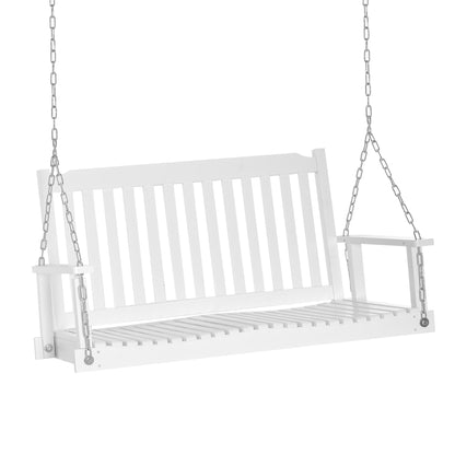 Garden Swing for 2 Persons Swing Bench Hanging Bench Solid Wood Patio Terrace Backyard White 117 x 69 x 60 cm
