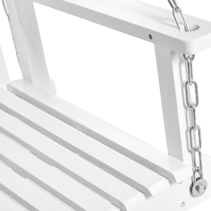 Garden Swing for 2 Persons Swing Bench Hanging Bench Solid Wood Patio Terrace Backyard White 117 x 69 x 60 cm