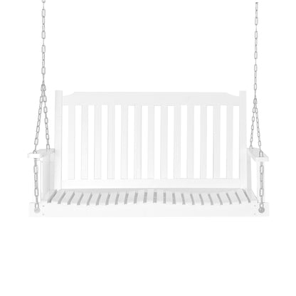 Garden Swing for 2 Persons Swing Bench Hanging Bench Solid Wood Patio Terrace Backyard White 117 x 69 x 60 cm