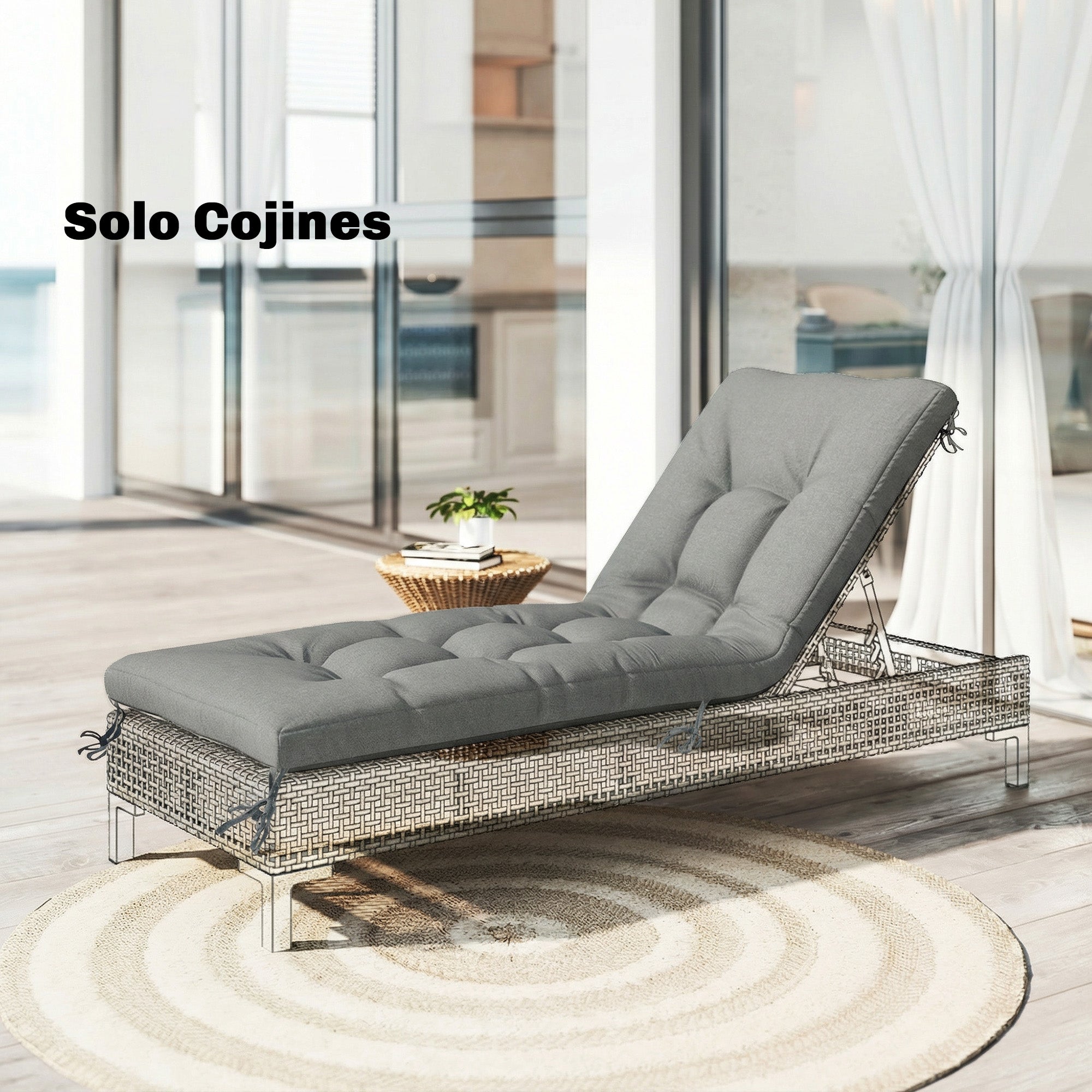 Outdoor Bench Cushion — Bench & Lounger Cushion with Tie Straps, UV50+ Protection, Slow-Rebound Fill, Indoor/Outdoor, 78 x 25.6 x 5.1 in, Light Gray