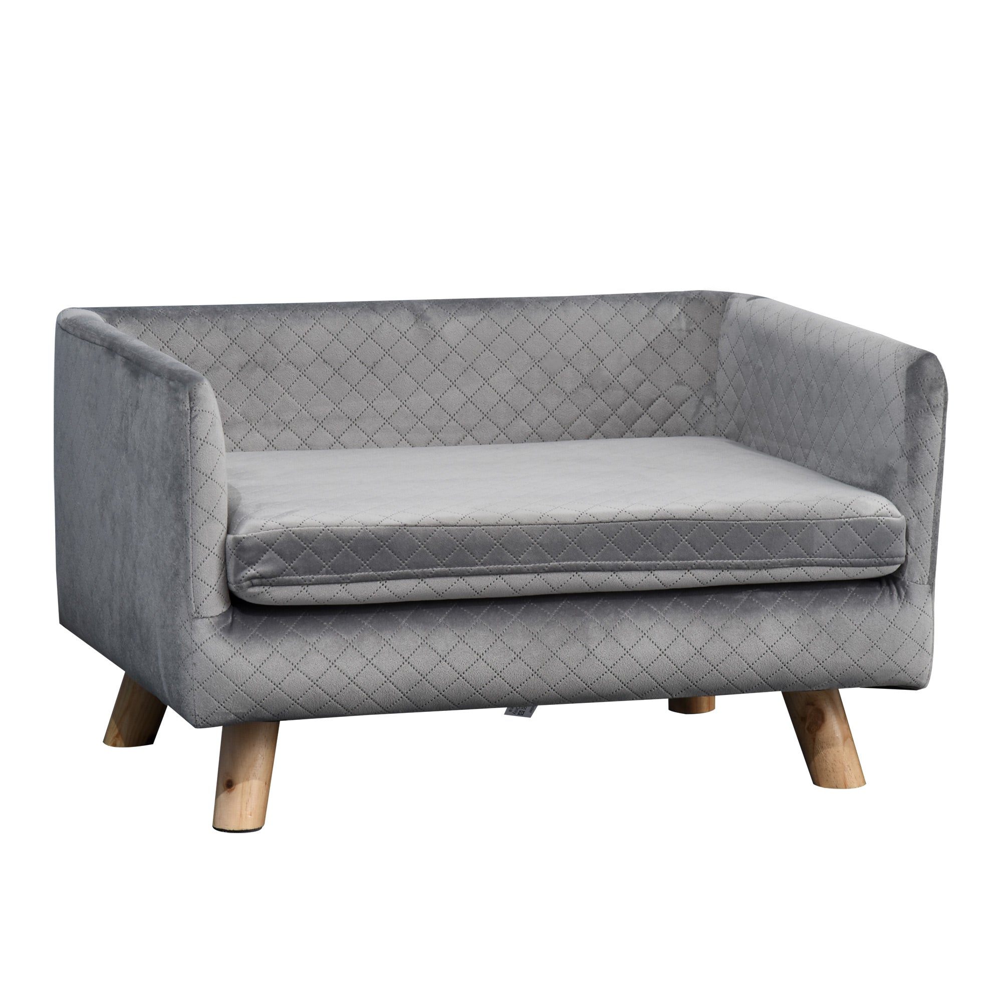 Dog Sofa with Wooden Legs Pet Bed Pet Sofa Pet Mat for Small Dogs up to 8 kg Velvet Touch Gray 64 x 45 x 36 cm