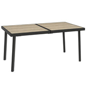 garden table, balcony table, 145 x 85 cm terrace table for 6 persons with wood look, dining table for garden, steel frame, Gray