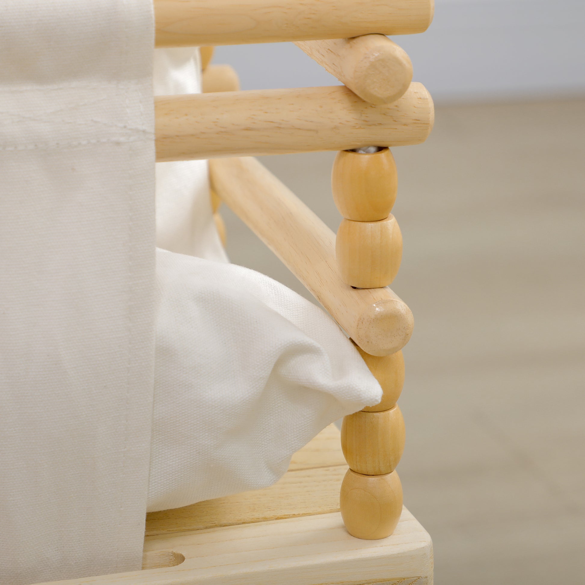 Children's Swing 9-36 Months in Wood and Cotton for Indoor and Outdoor with Adjustable Rope and Removable Pillow, 30x30x110-180 cm, Natural Wood and White Color
