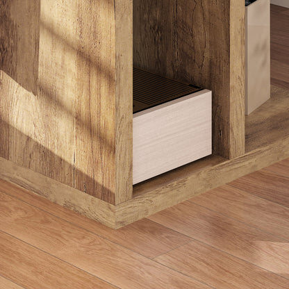 C-Shaped Coffee Table with 3 Shelves and 2 Open Compartments, Living Room and Bedroom Table, Space-Saving Side Table, 40x29.8x60 cm, Brown