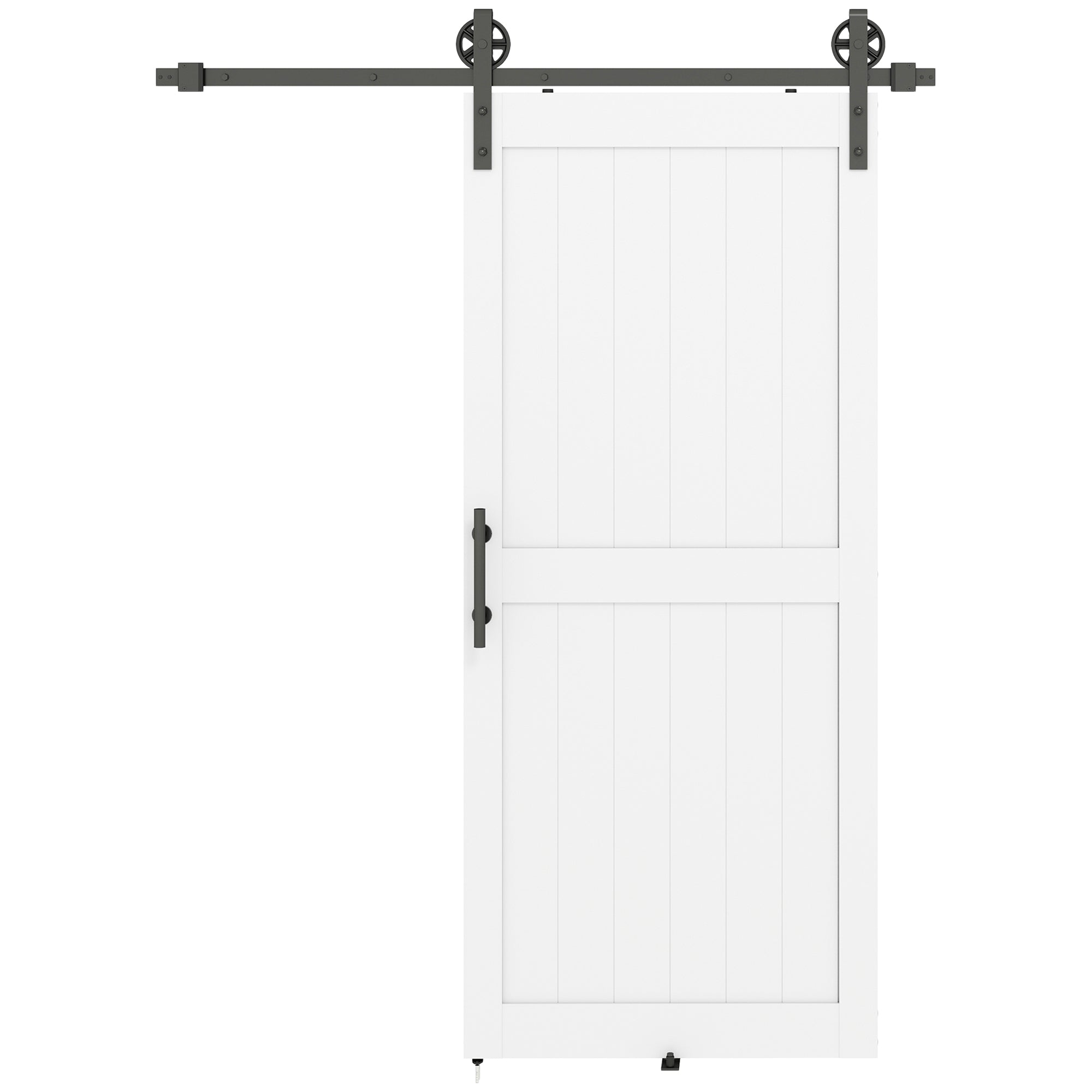 Barn Sliding Door with 91.5x213.4 cm Upgraded Interior Sliding Door with Handle, Roller, and Improved Floor Guide for Bathroom Living Room White