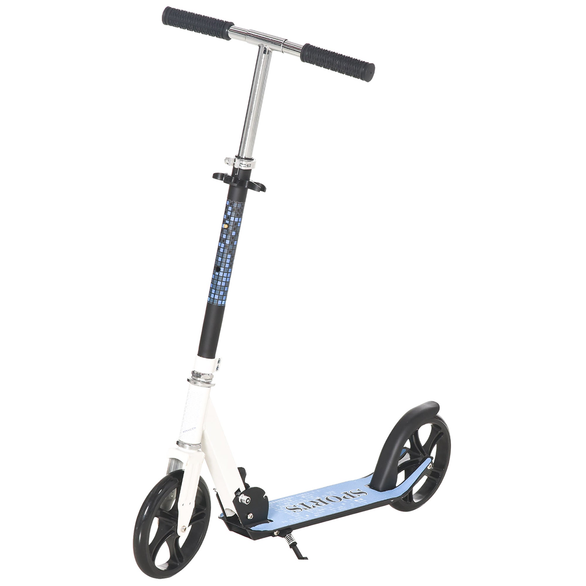 Scooter for Kids and Adults Folding Scooter Adjustable Handlebar Lightweight Aluminum Frame Stable Load 80kg Aluminum 84x34x86-96 cm White