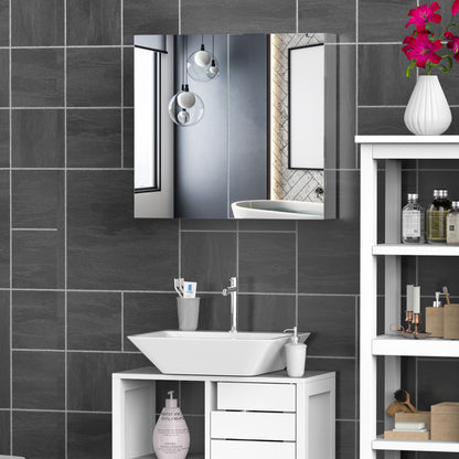 Stainless Steel Frame Mirror Cabinet with Storage Shelf for Bathroom Toilet dim. 60L x 12W x 55H cm