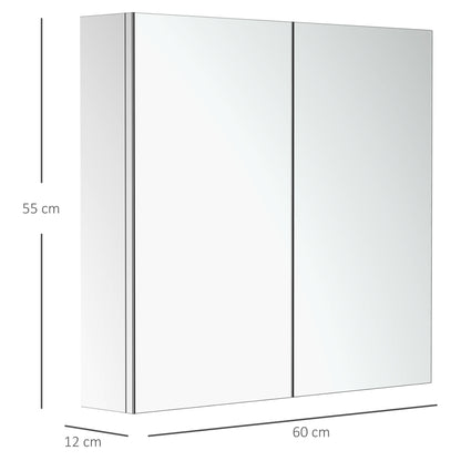 Stainless Steel Frame Mirror Cabinet with Storage Shelf for Bathroom Toilet dim. 60L x 12W x 55H cm