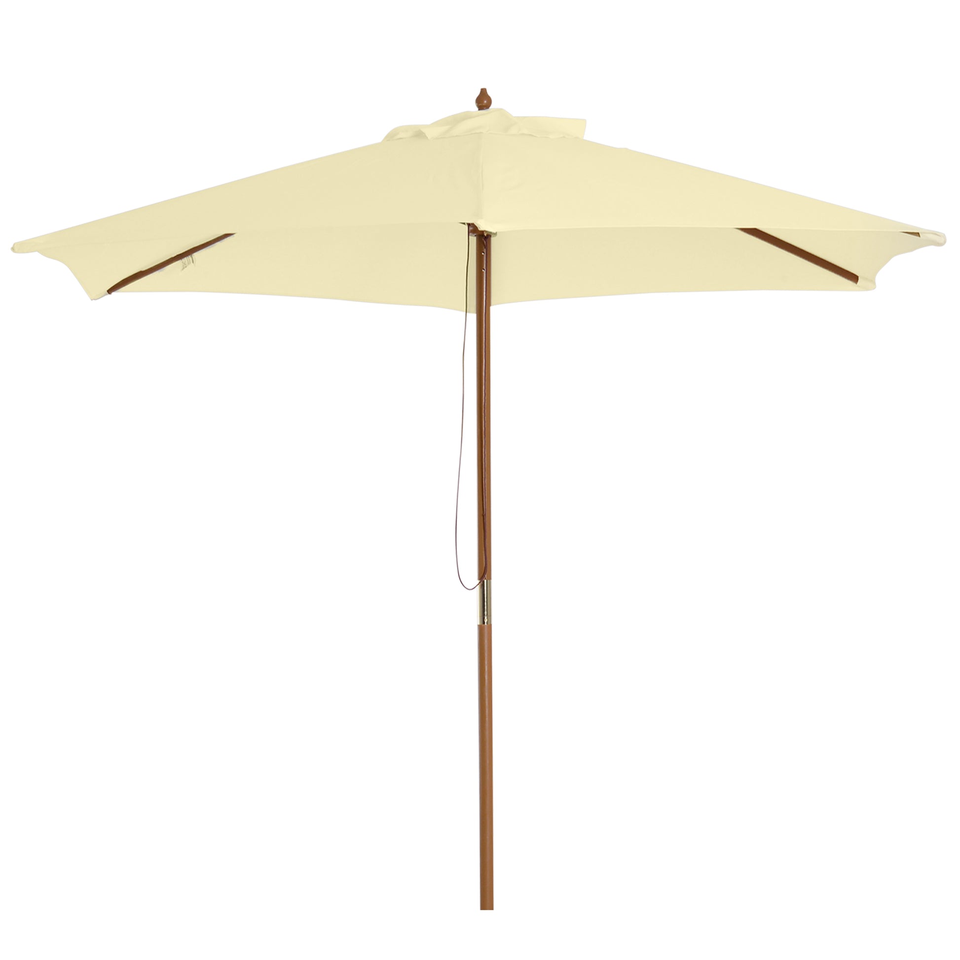 Outdoor Garden Umbrella Double Top Hexagonal Large Size Jardin Ø 2.5 x 2.3H m Bamboo Wood Cream