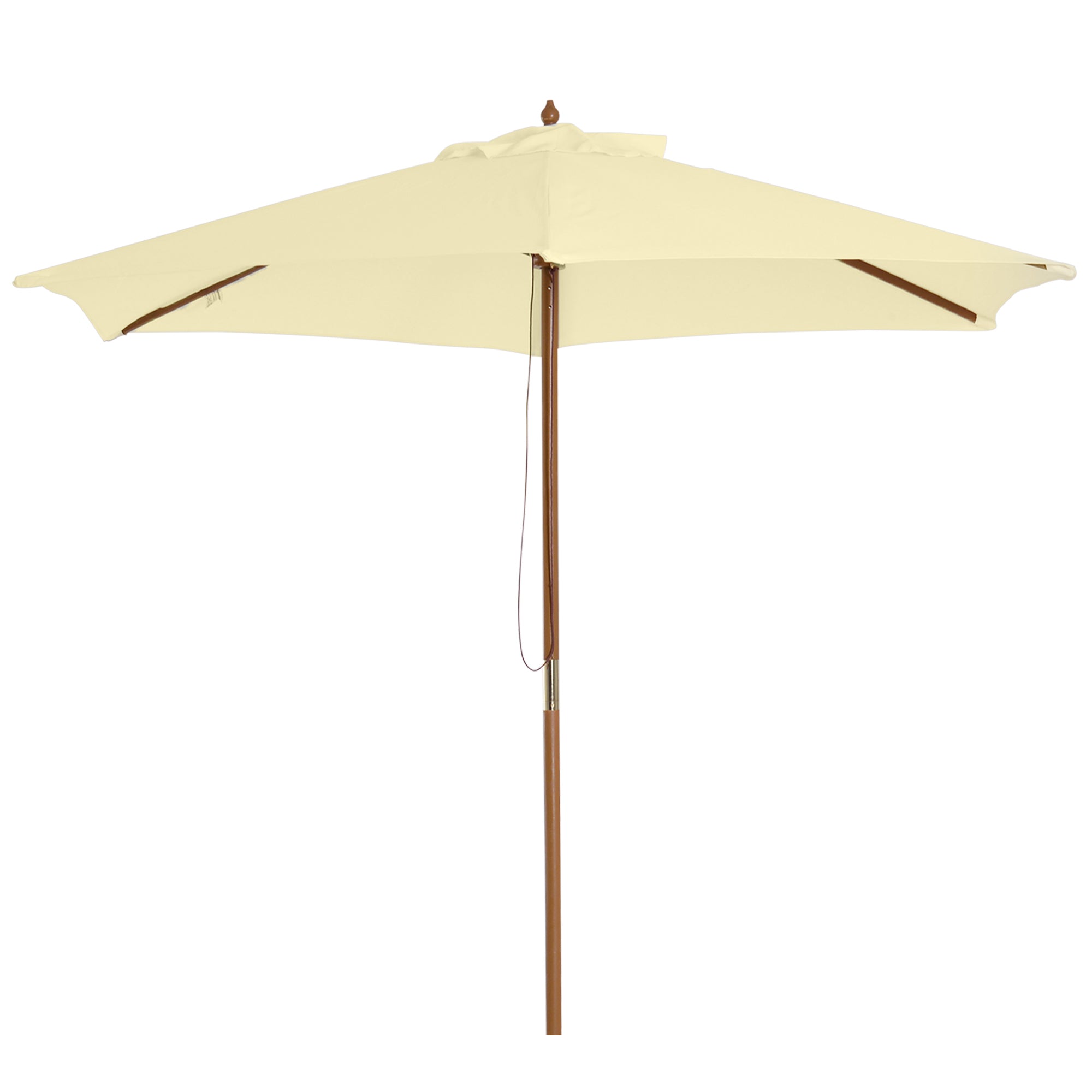Outdoor Garden Umbrella Double Top Hexagonal Large Size Jardin Ø 2.5 x 2.3H m Bamboo Wood Cream