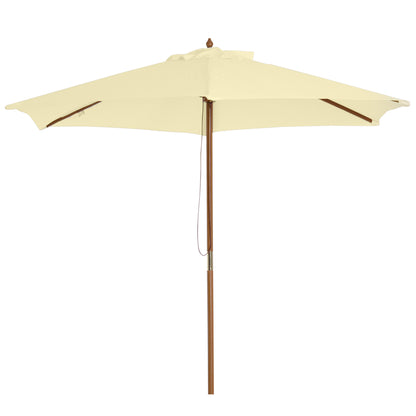 Outdoor Garden Umbrella Double Top Hexagonal Large Size Jardin Ø 2.5 x 2.3H m Bamboo Wood Cream