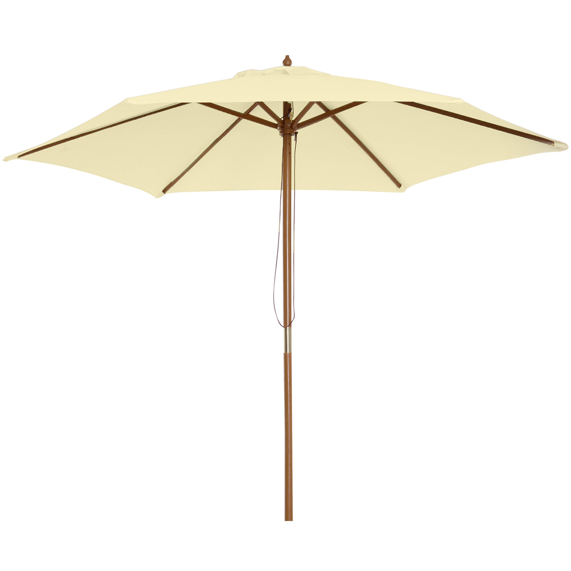 Outdoor Garden Umbrella Double Top Hexagonal Large Size Jardin Ø 2.5 x 2.3H m Bamboo Wood Cream