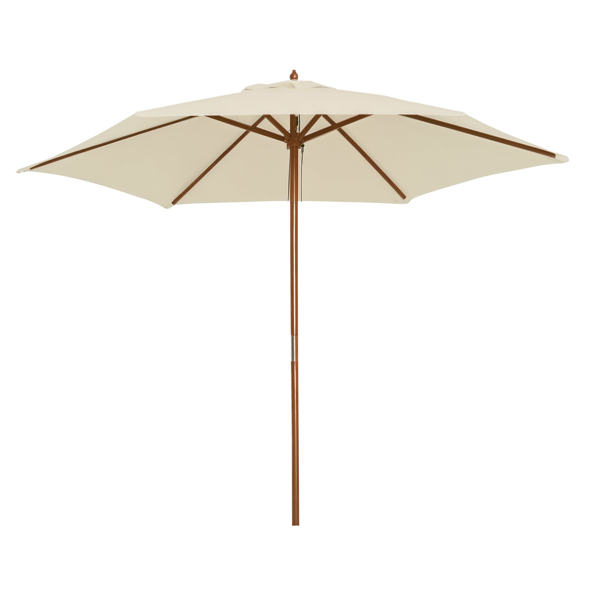 Outdoor Garden Umbrella Double Top Hexagonal Large Size Jardin Ø 2.5 x 2.3H m Bamboo Wood Cream