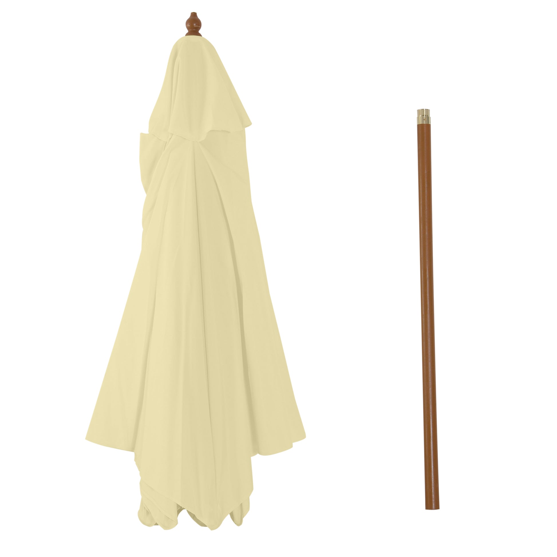 Outdoor Garden Umbrella Double Top Hexagonal Large Size Jardin Ø 2.5 x 2.3H m Bamboo Wood Cream