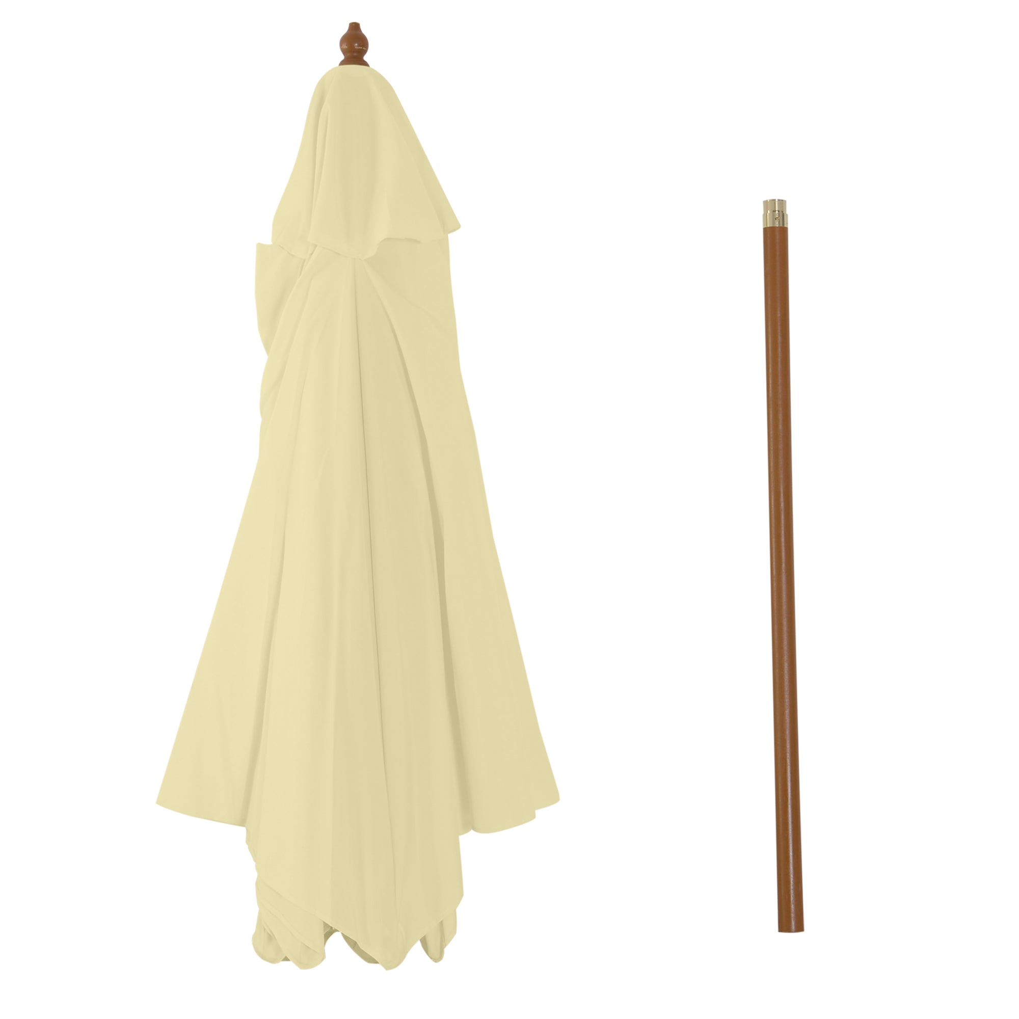 Outdoor Garden Umbrella Double Top Hexagonal Large Size Jardin Ø 2.5 x 2.3H m Bamboo Wood Cream